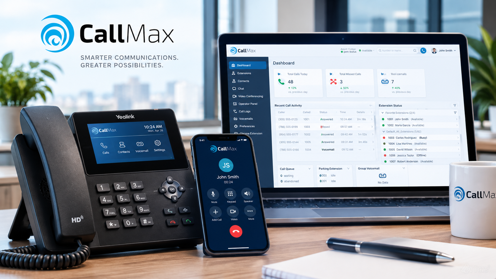 CallMax business phone system, desktop application, and communications dashboard